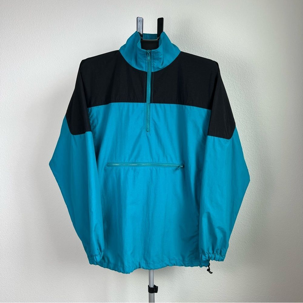 VTG Colorado Teal Black‎ Colorblock Windbreaker Pullover Jacket Streetwear Sz S